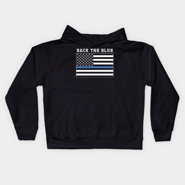 Back The Blue American Flag Kids Hoodie by YouthfulGeezer